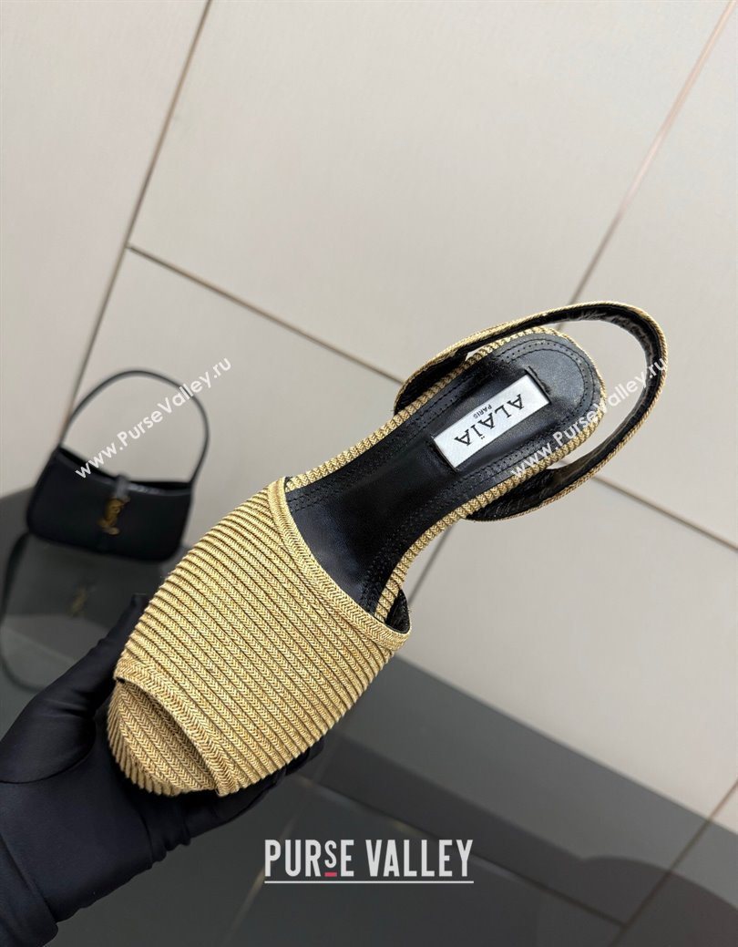 Alaia Wedge Sandals 11cm in Paper Straw Beige 2025 AL082704 (MD-250827103)