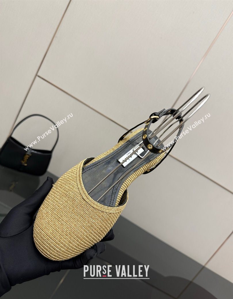 Alaia Flat Sandals with Ankle Strap in Paper Straw Beige 2025 AL082705 (MD-250827104)