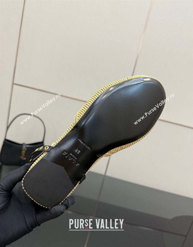 Alaia Flat Sandals with Ankle Strap in Paper Straw Beige 2025 AL082705 (MD-250827104)