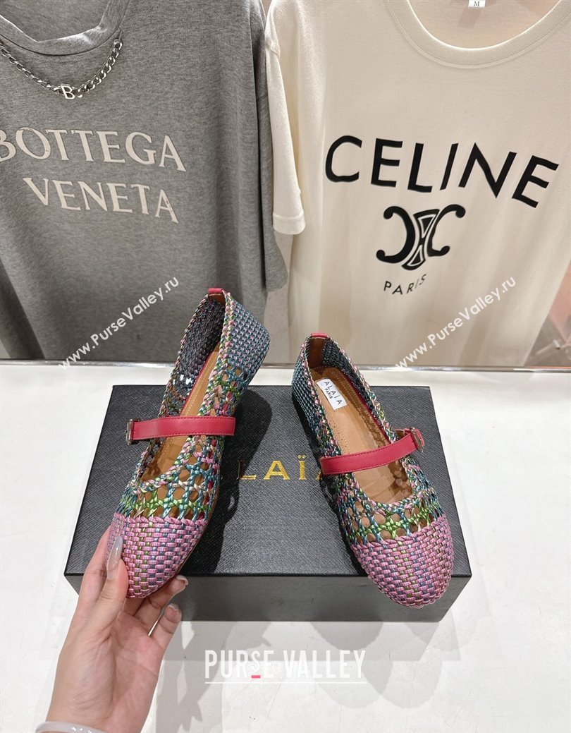 Alaia Woven Ballet Flats Purple/Multicolor 2025 AL070902 (syt-250827085)