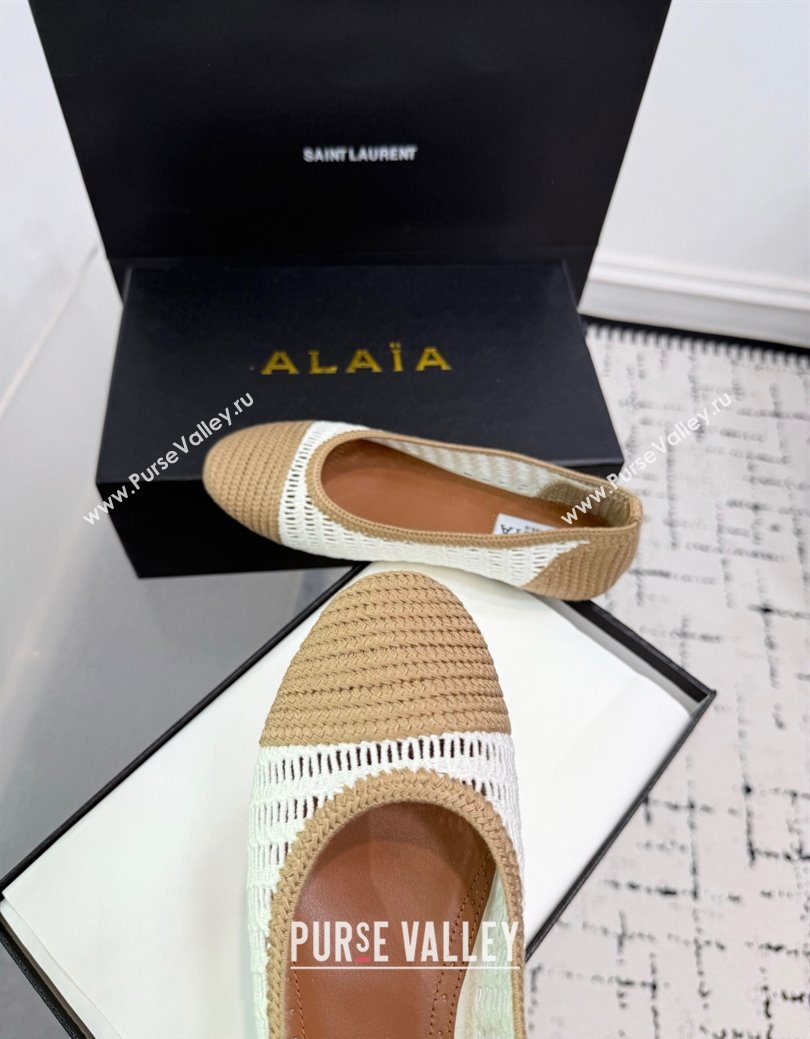 Alaia Woven Ballet Flats Beige/White 2025 AL082703 (KER-250827094)