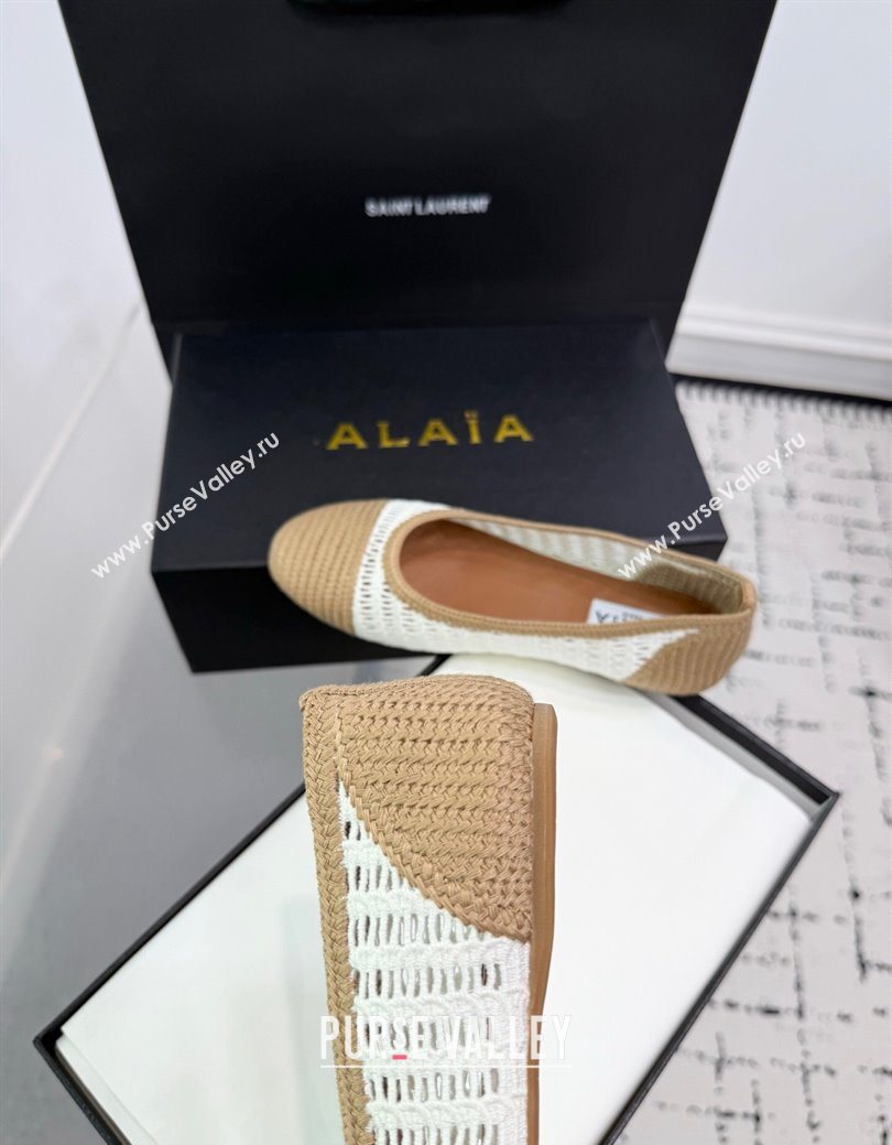 Alaia Woven Ballet Flats Beige/White 2025 AL082703 (KER-250827094)