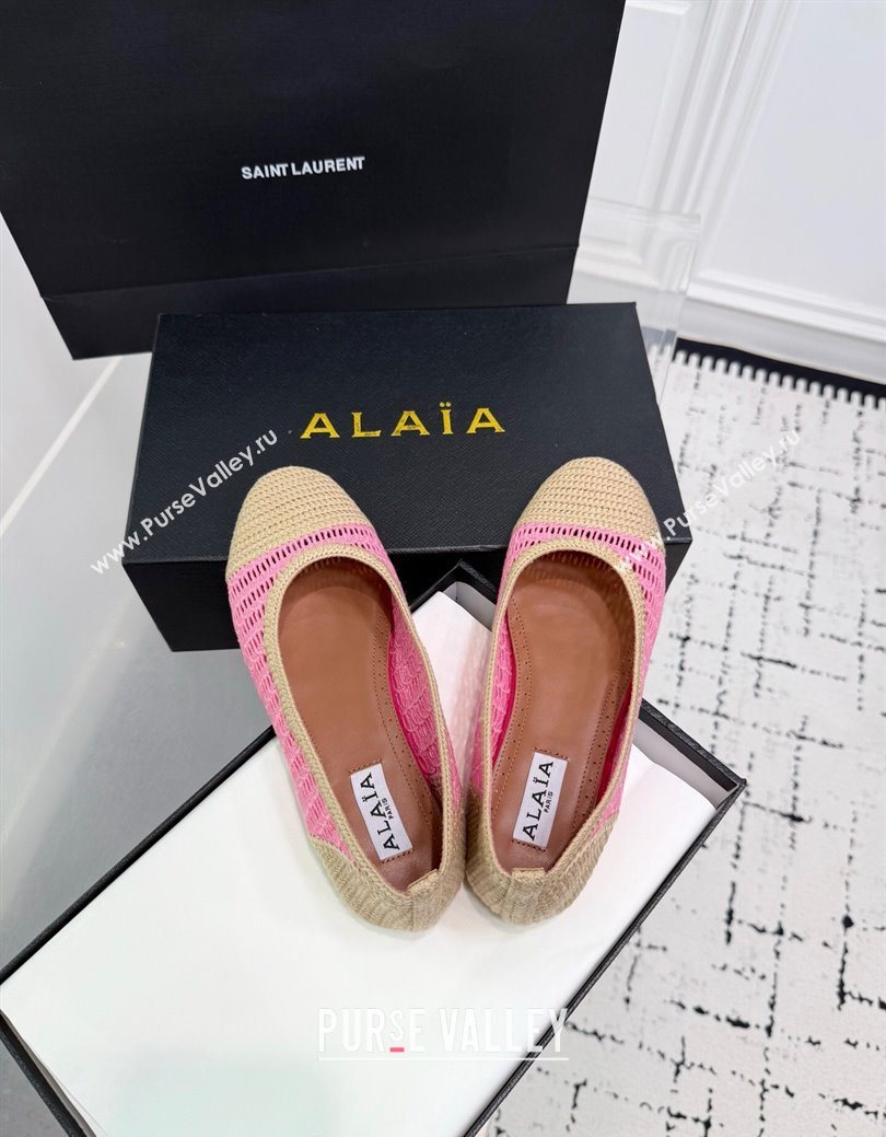 Alaia Woven Ballet Flats Beige/Pink 2025 AL082703 (KER-250827095)