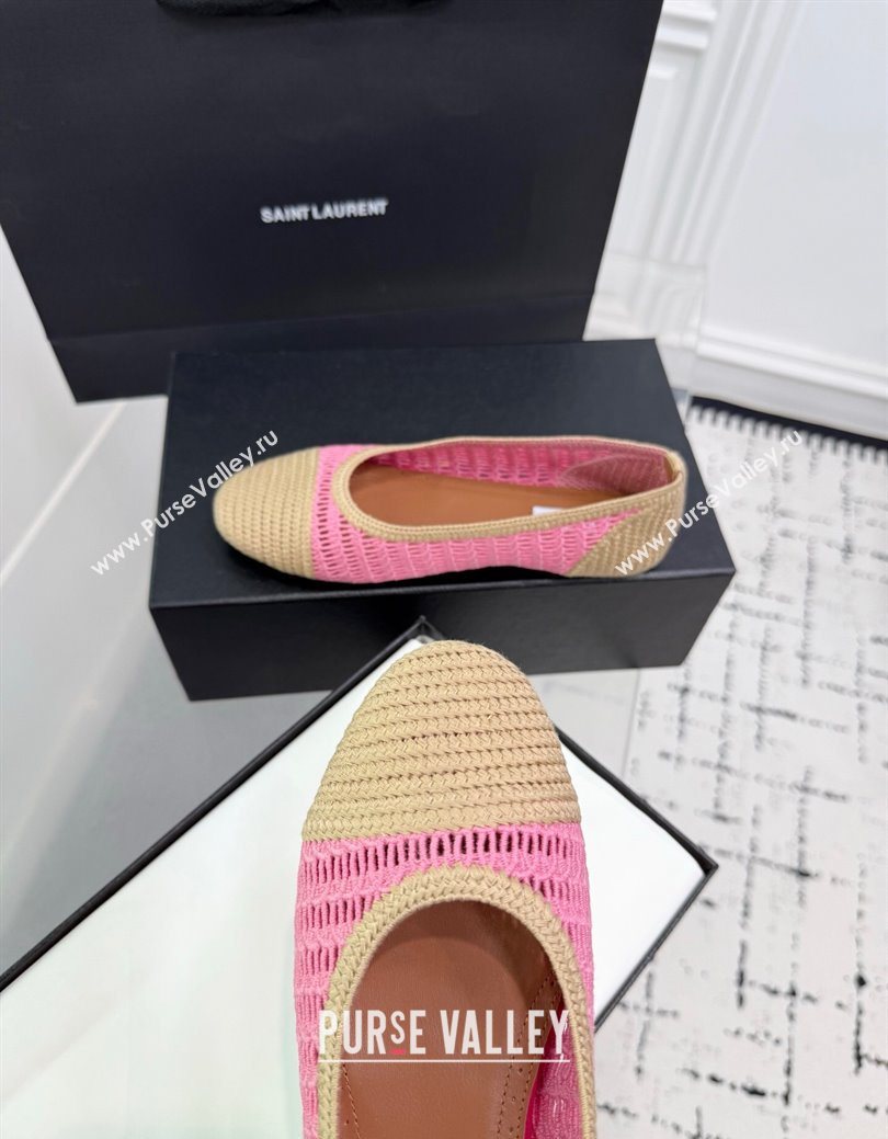 Alaia Woven Ballet Flats Beige/Pink 2025 AL082703 (KER-250827095)
