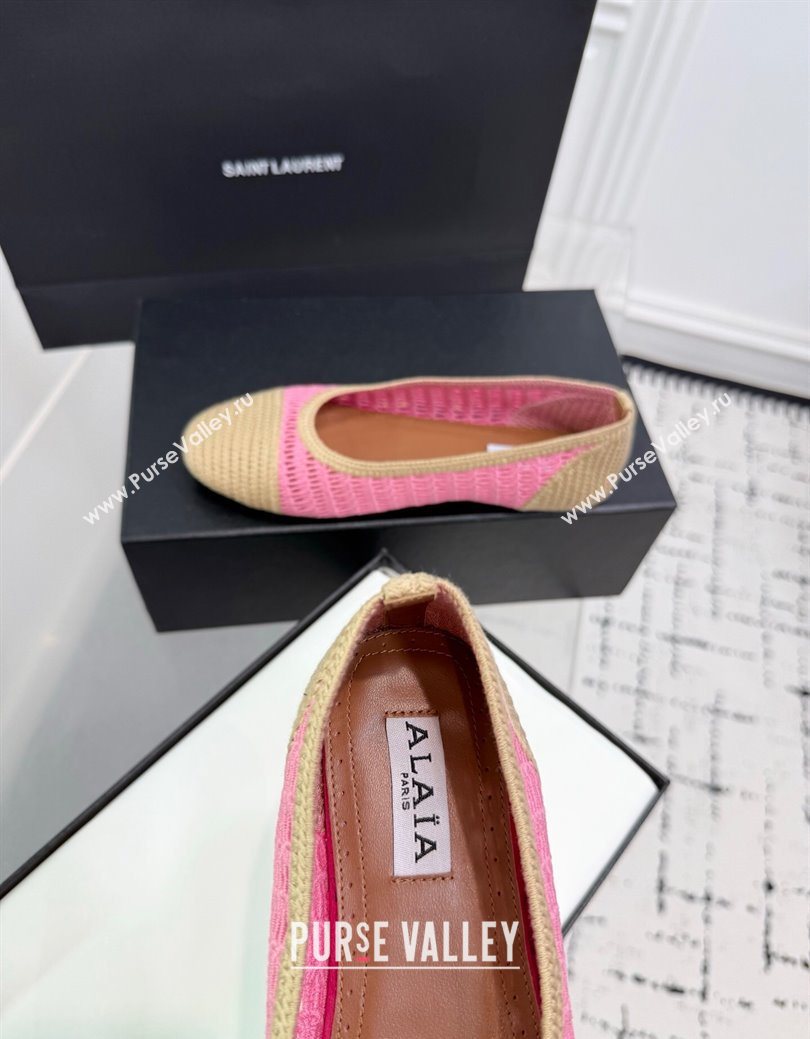 Alaia Woven Ballet Flats Beige/Pink 2025 AL082703 (KER-250827095)