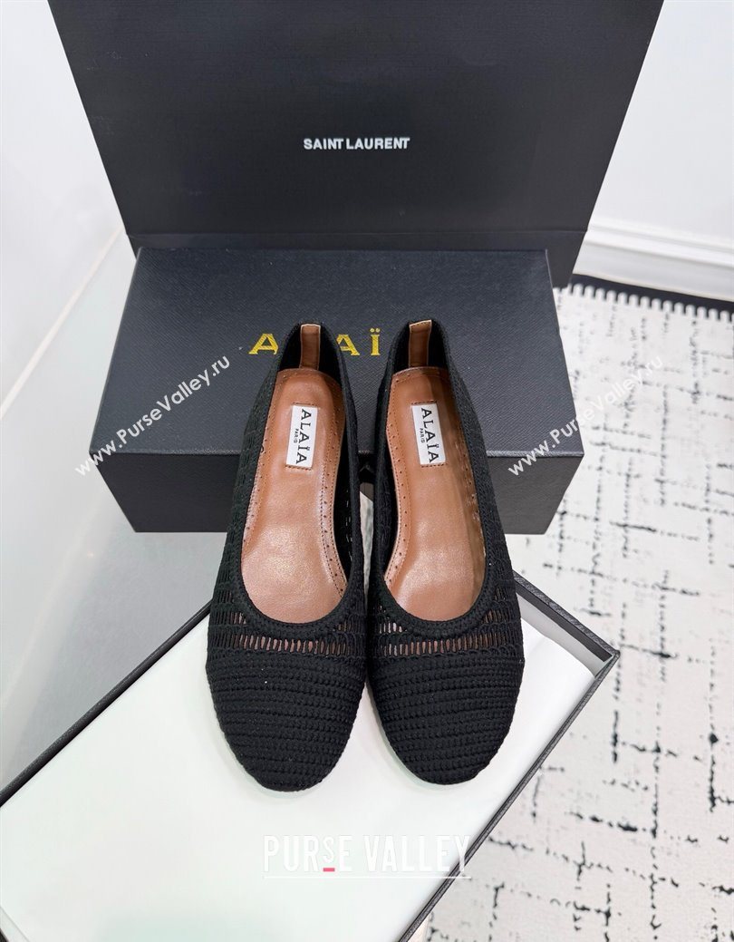 Alaia Woven Ballet Flats Black2 2025 AL082703 (KER-250827097)