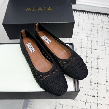 Alaia Woven Ballet Flats Black2 2025 AL082703 (KER-250827097)