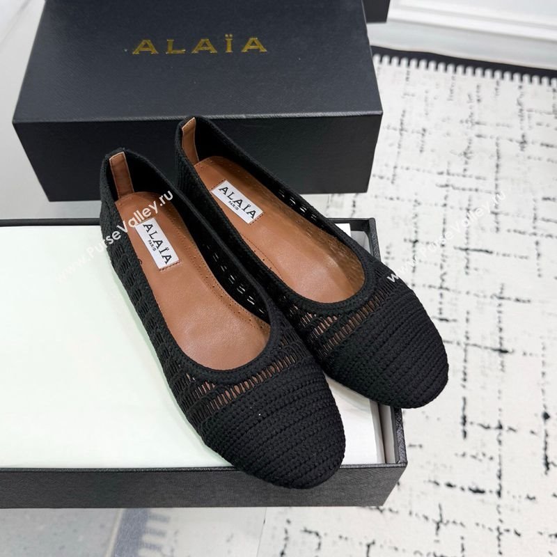 Alaia Woven Ballet Flats Black2 2025 AL082703 (KER-250827097)