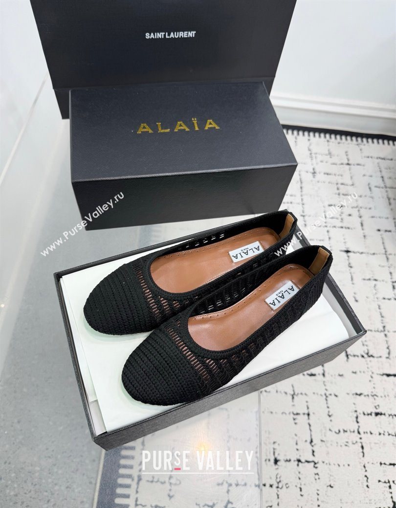 Alaia Woven Ballet Flats Black2 2025 AL082703 (KER-250827097)