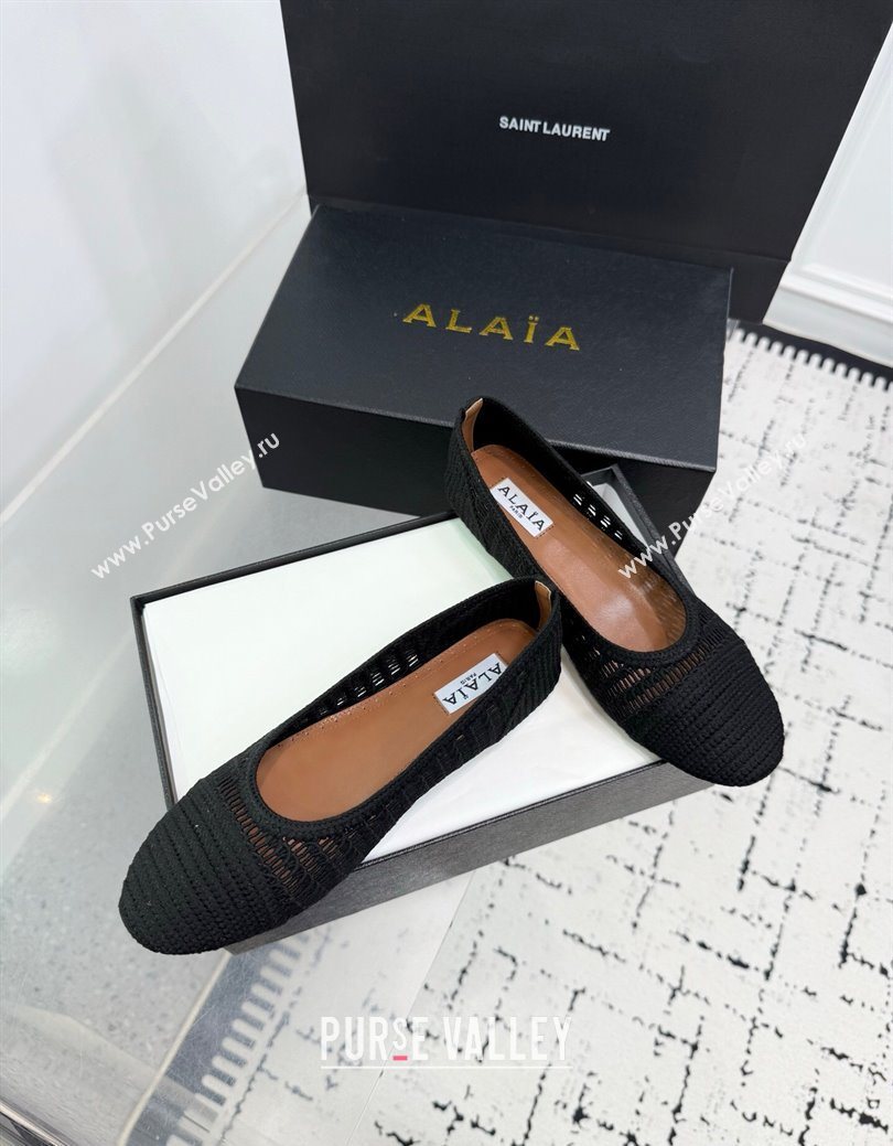 Alaia Woven Ballet Flats Black2 2025 AL082703 (KER-250827097)