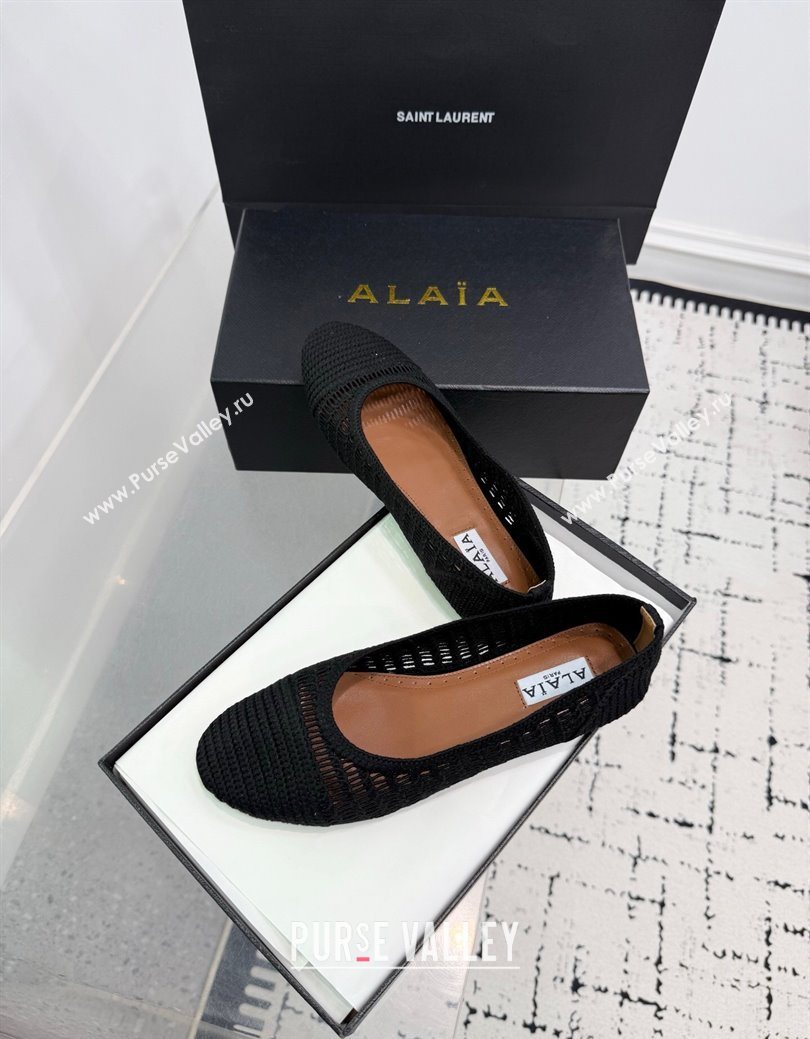Alaia Woven Ballet Flats Black2 2025 AL082703 (KER-250827097)