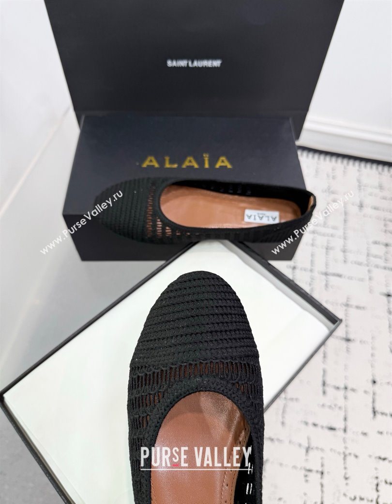 Alaia Woven Ballet Flats Black2 2025 AL082703 (KER-250827097)