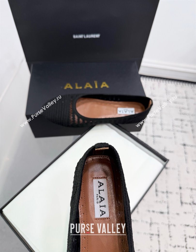 Alaia Woven Ballet Flats Black2 2025 AL082703 (KER-250827097)