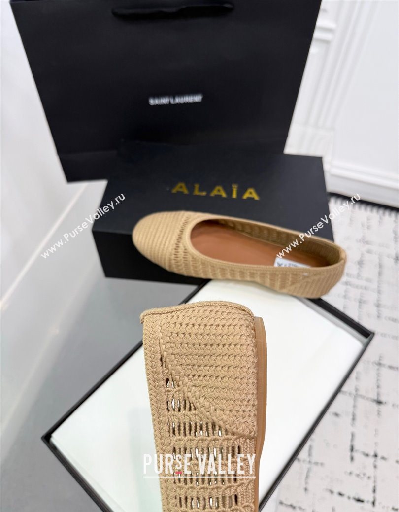 Alaia Woven Ballet Flats Dark Beige 2025 AL082703 (KER-250827098)