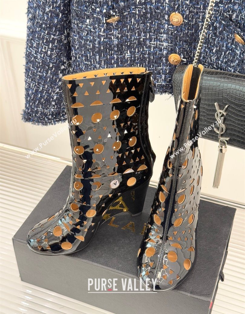 Alaia Openwork Pendant Leather Wedge Ankle Boots Black 2025 AL102906 (KL-251029127)