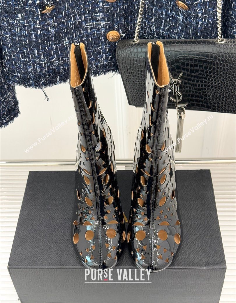 Alaia Openwork Pendant Leather Wedge Ankle Boots Black 2025 AL102906 (KL-251029127)