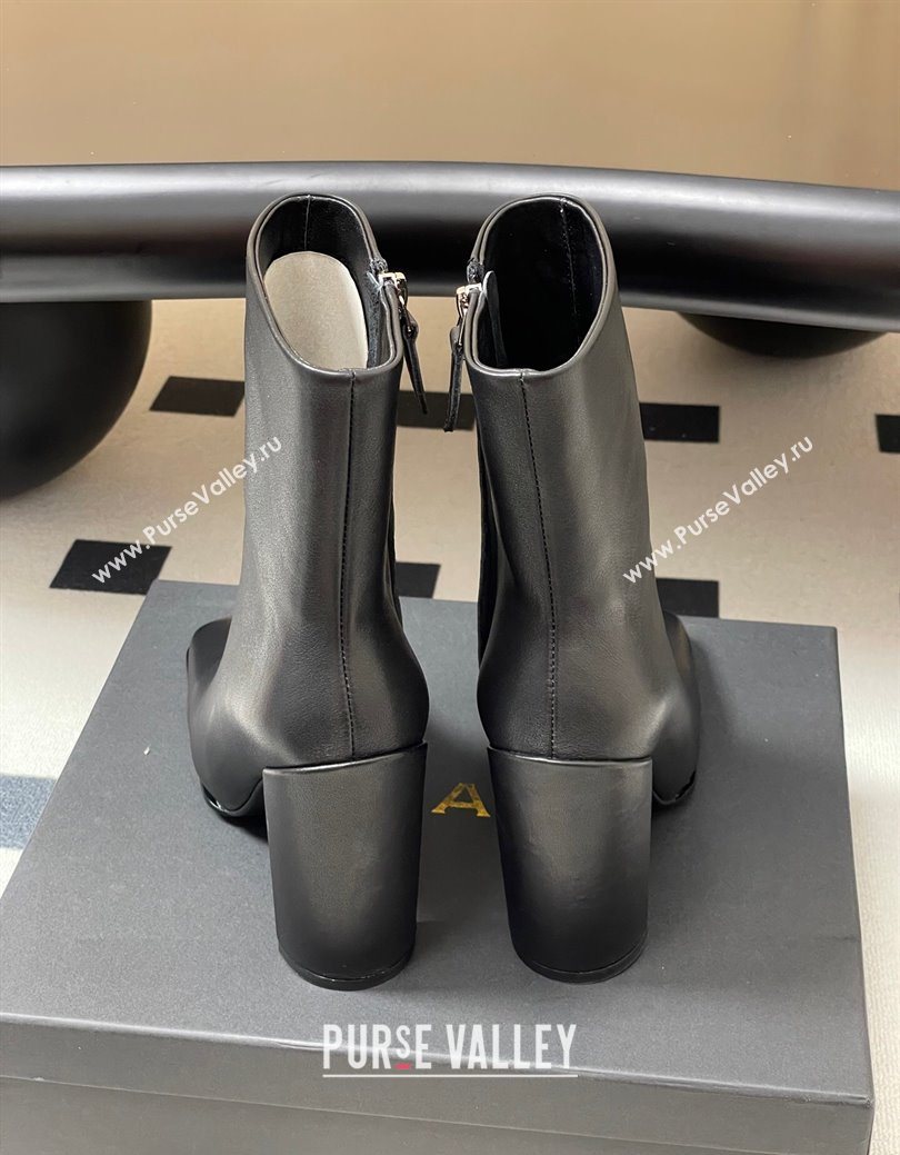Alaia Square Heel Ankle Boots 10cm in Calf Leather Black 2025 AL102904 (MD-251029118)