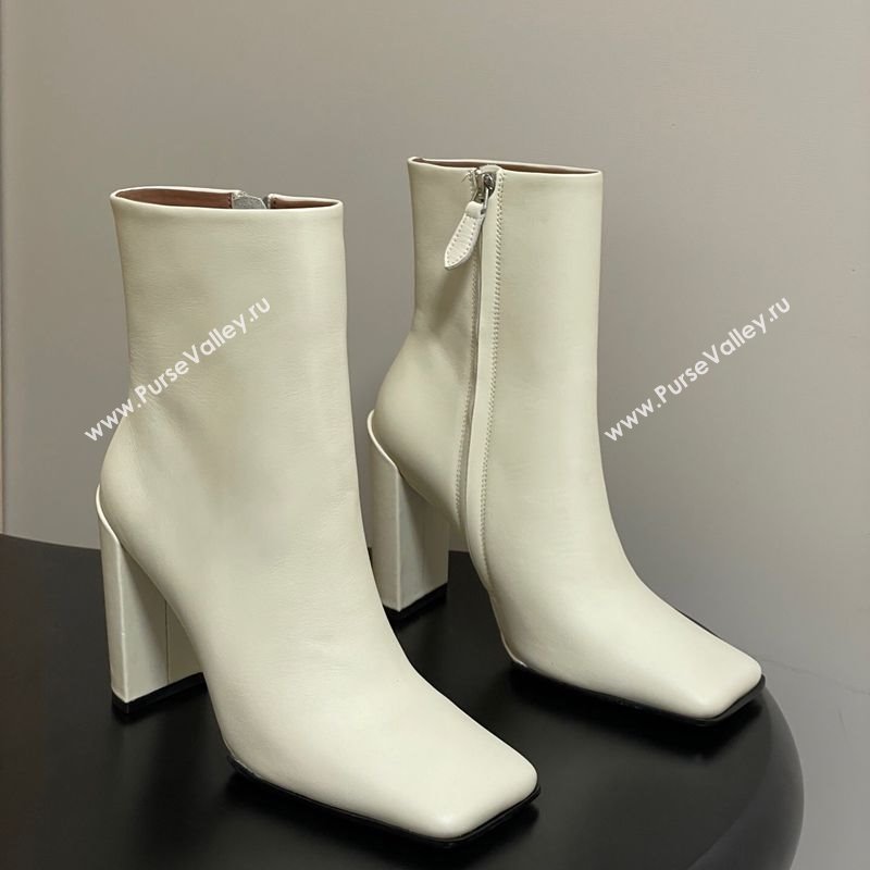 Alaia Square Heel Ankle Boots 10cm in Calf Leather White 2025 AL102904 (MD-251029119)