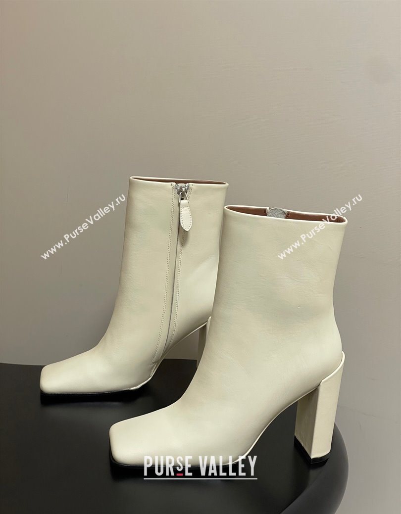 Alaia Square Heel Ankle Boots 10cm in Calf Leather White 2025 AL102904 (MD-251029119)
