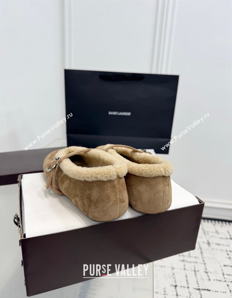 Alaia Ballet Flats in Suede and Shearling Camel 2025 AL102901 (KER-251029098)