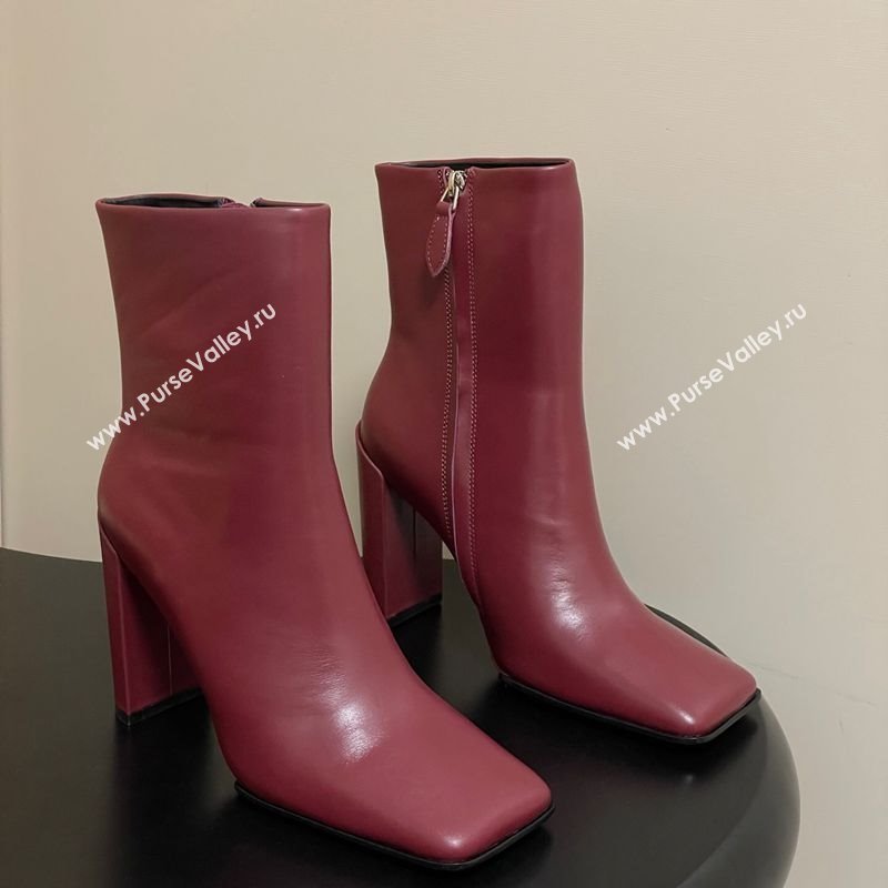 Alaia Square Heel Ankle Boots 10cm in Calf Leather Red 2025 AL102904 (MD-251029120)