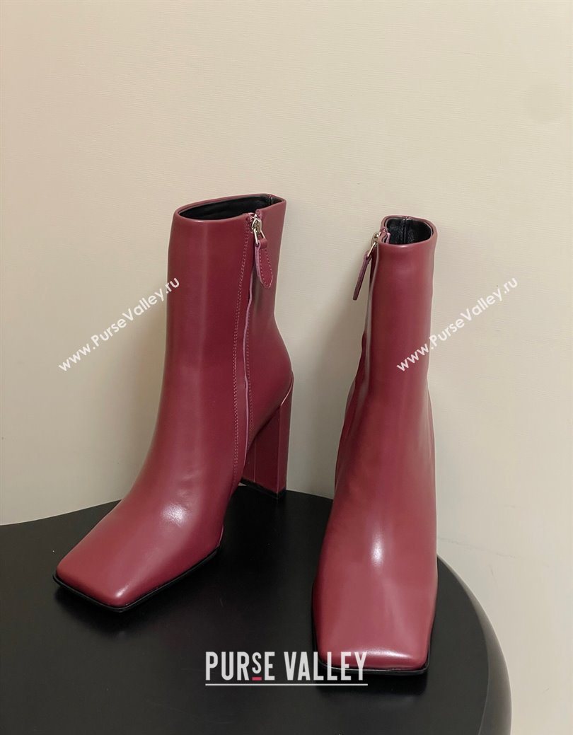 Alaia Square Heel Ankle Boots 10cm in Calf Leather Red 2025 AL102904 (MD-251029120)