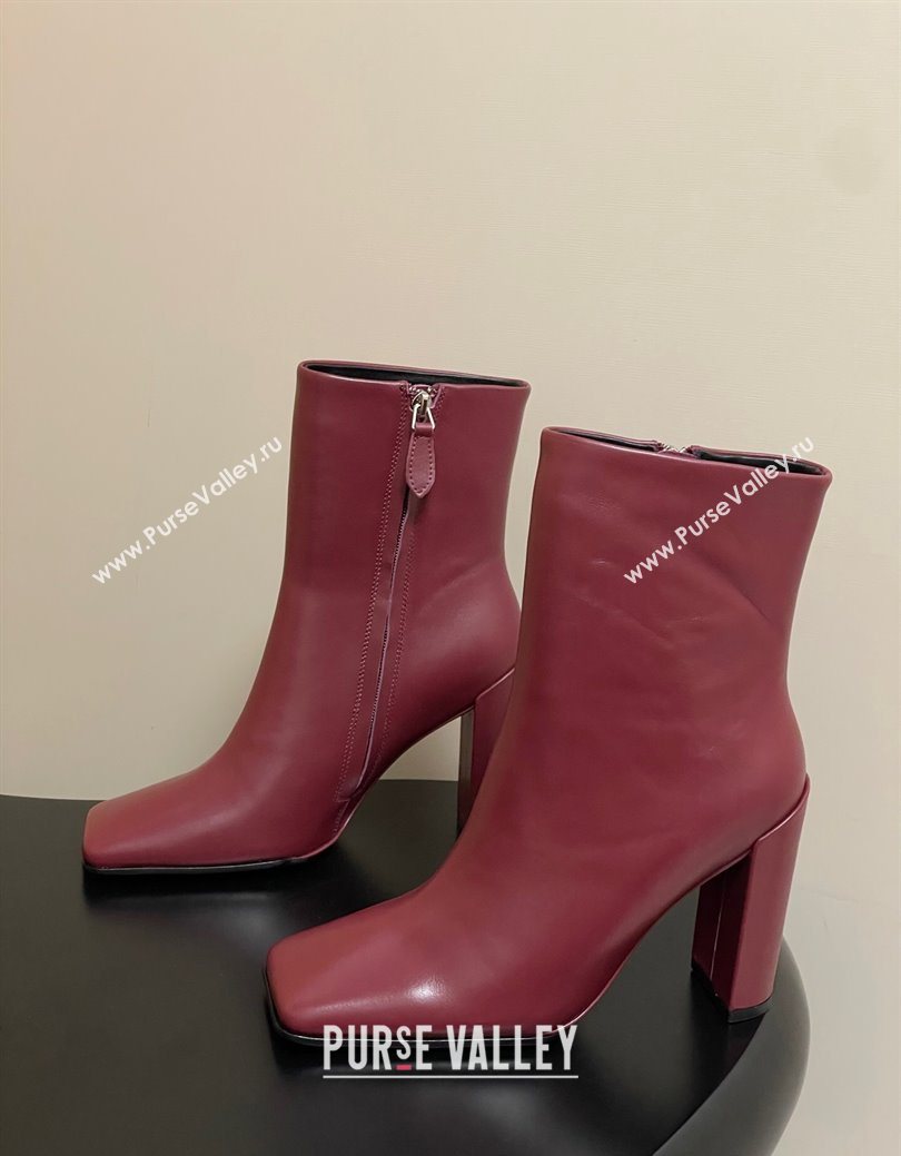 Alaia Square Heel Ankle Boots 10cm in Calf Leather Red 2025 AL102904 (MD-251029120)