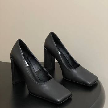 Alaia Square Pumps 10cm in Calf Leather Black 2025 AL102908 (MD-251029131)