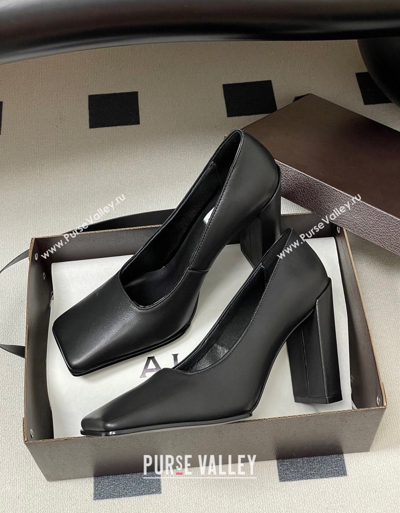 Alaia Square Pumps 10cm in Calf Leather Black 2025 AL102908 (MD-251029131)