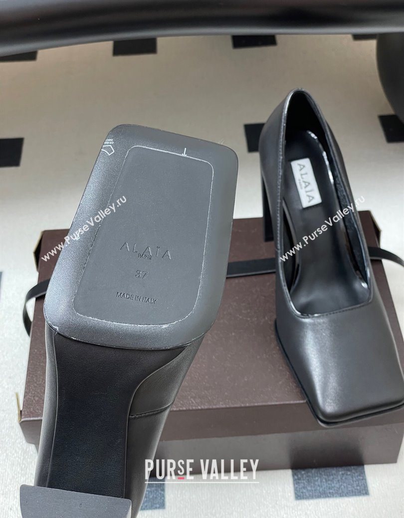 Alaia Square Pumps 10cm in Calf Leather Black 2025 AL102908 (MD-251029131)