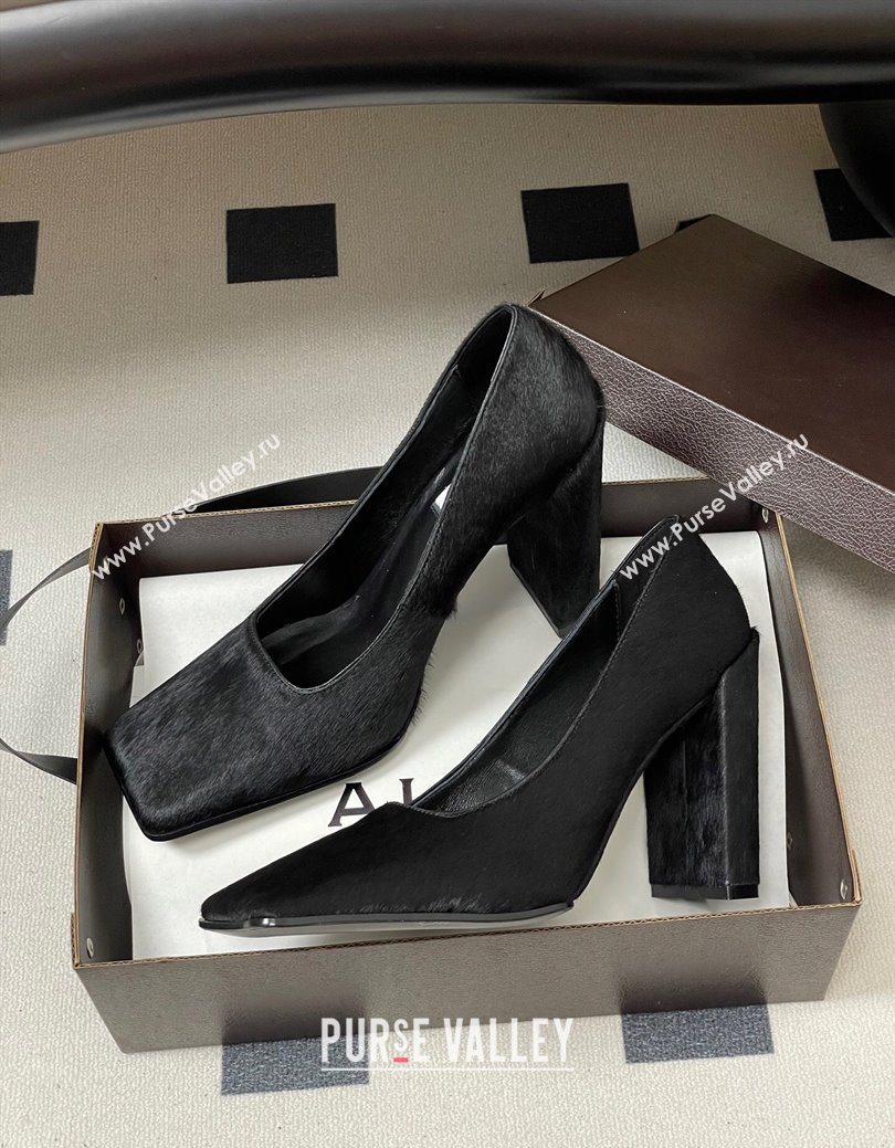 Alaia Square Pumps 10cm in Haircalf Black 2025 AL102908 (MD-251029132)