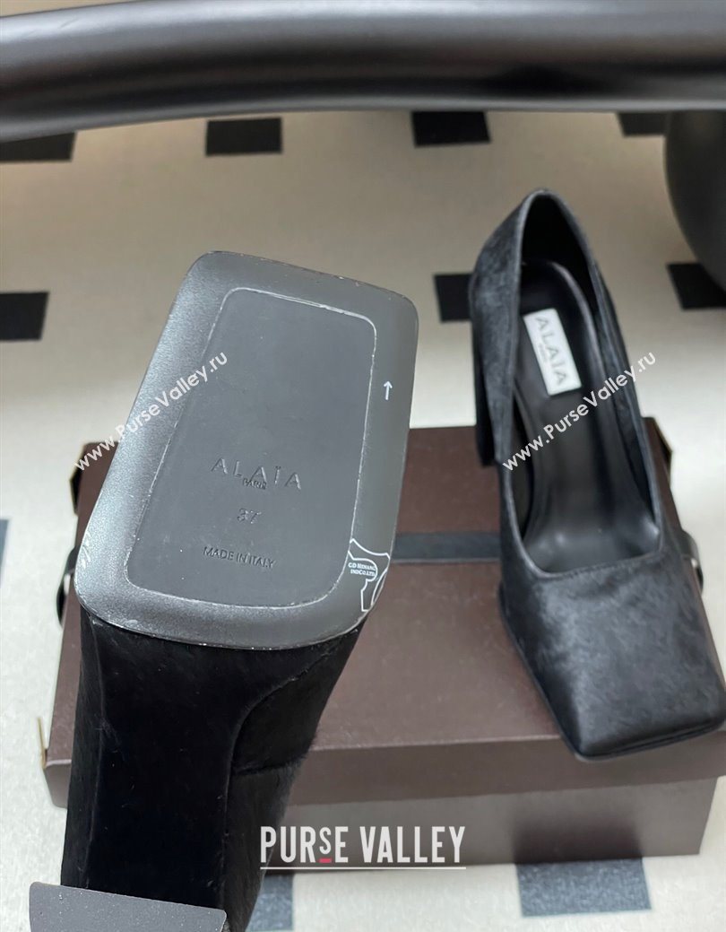 Alaia Square Pumps 10cm in Haircalf Black 2025 AL102908 (MD-251029132)