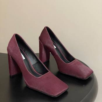 Alaia Square Pumps 10cm in Haircalf Burgundy 2025 AL102908 (MD-251029133)
