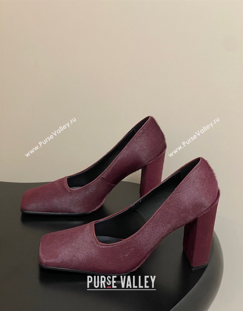 Alaia Square Pumps 10cm in Haircalf Burgundy 2025 AL102908 (MD-251029133)