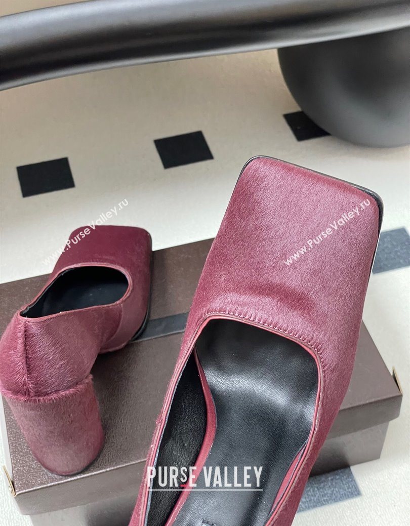 Alaia Square Pumps 10cm in Haircalf Burgundy 2025 AL102908 (MD-251029133)