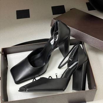 Alaia Square DOrsay Mary Janes Pumps 10cm in Calf Leather Black 2025 AL102909 (MD-251029138)