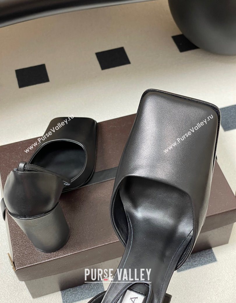 Alaia Square DOrsay Mary Janes Pumps 10cm in Calf Leather Black 2025 AL102909 (MD-251029138)