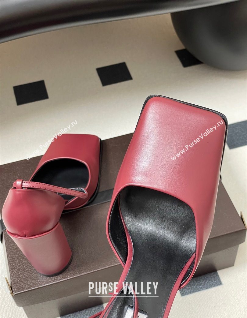 Alaia Square DOrsay Mary Janes Pumps 10cm in Calf Leather Red 2025 AL102909 (MD-251029140)