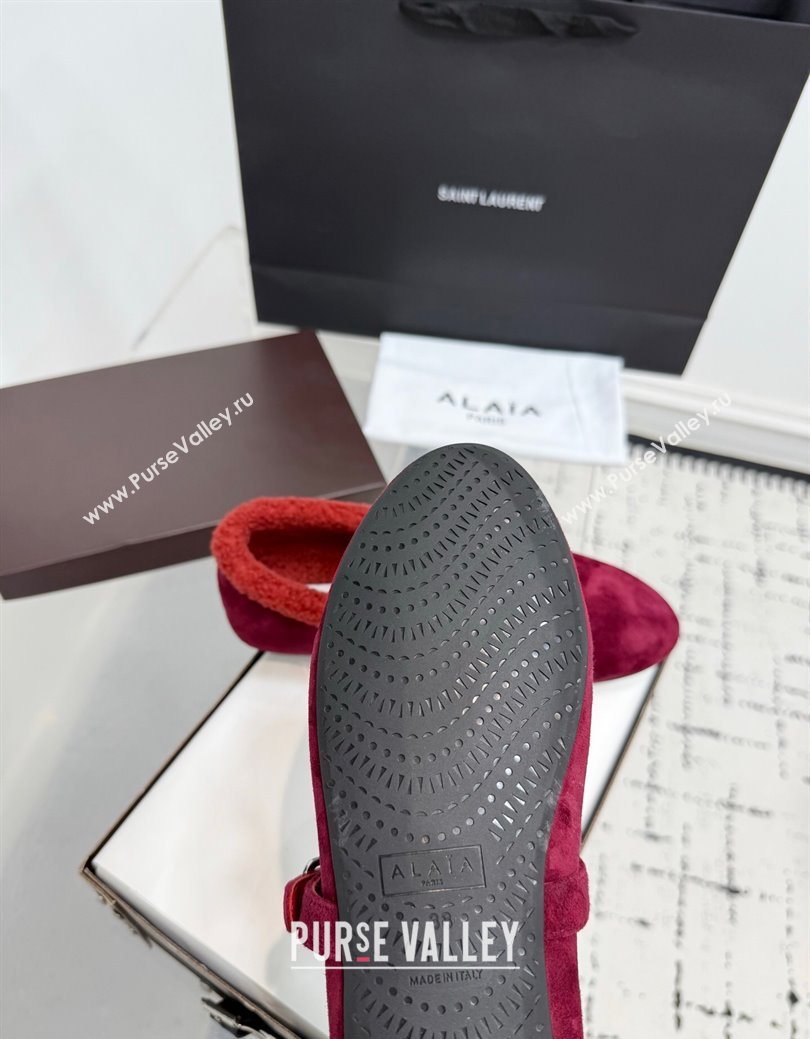 Alaia Ballet Flats in Suede and Shearling Red 2025 AL102901 (KER-251029102)