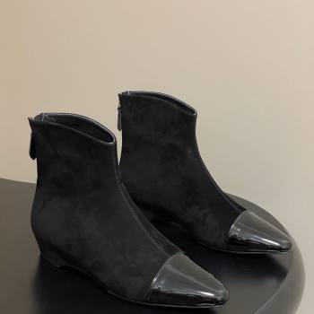 Alaia Suede and Patent Leather Ankle Boots Black 2025 AL102902 (MD-251029109)