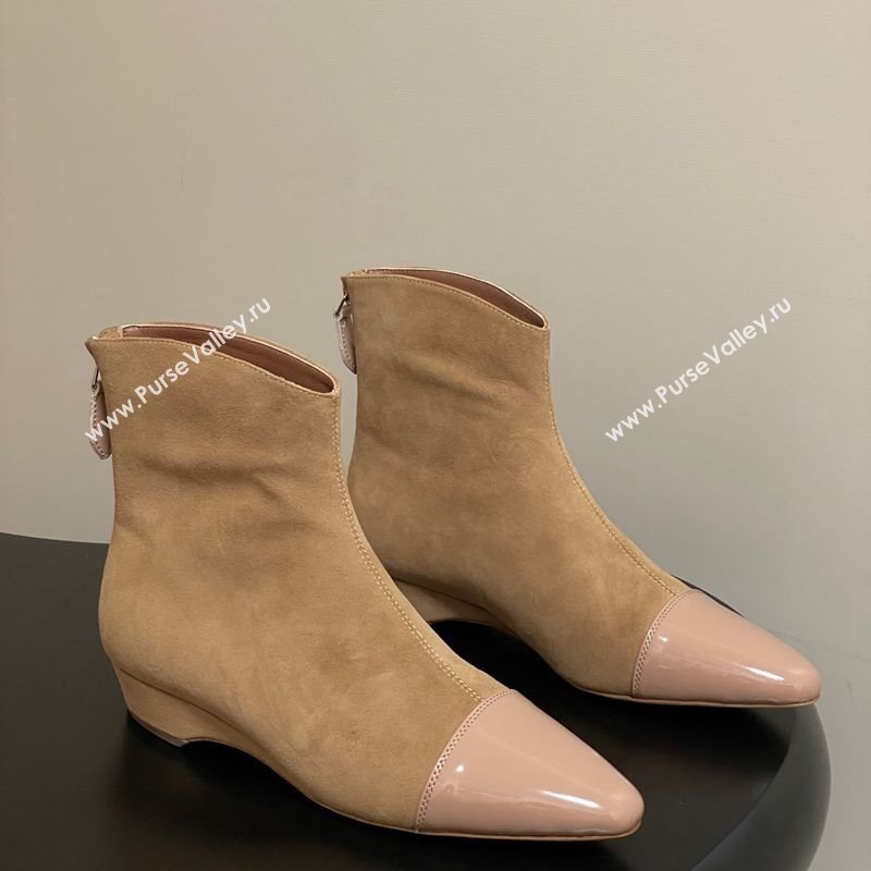 Alaia Suede and Patent Leather Ankle Boots Beige 2025 AL102902 (MD-251029110)