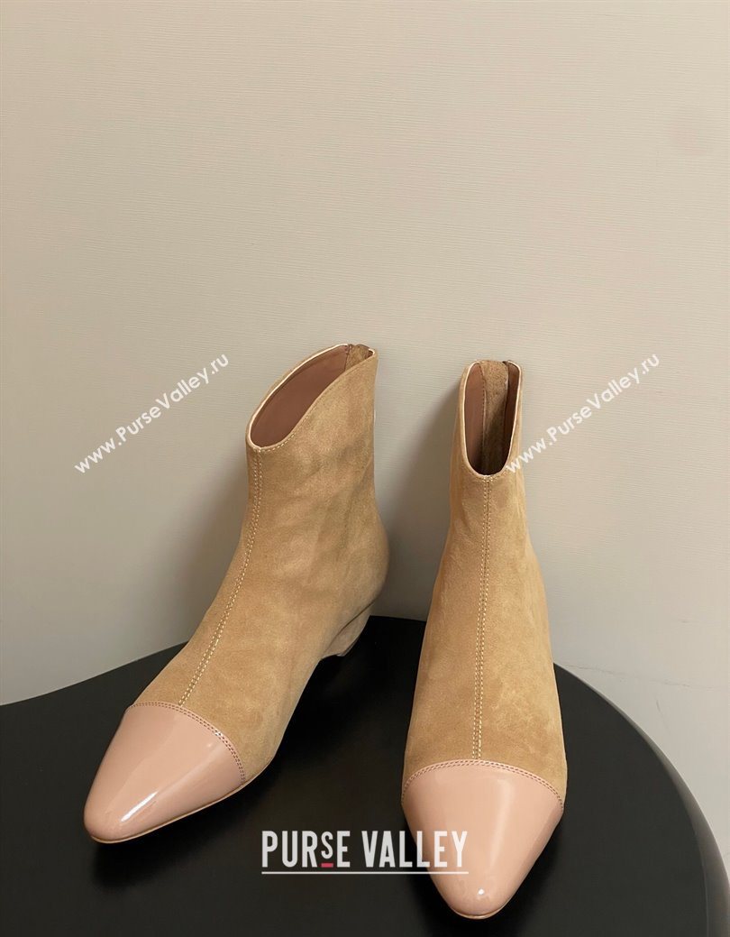 Alaia Suede and Patent Leather Ankle Boots Beige 2025 AL102902 (MD-251029110)