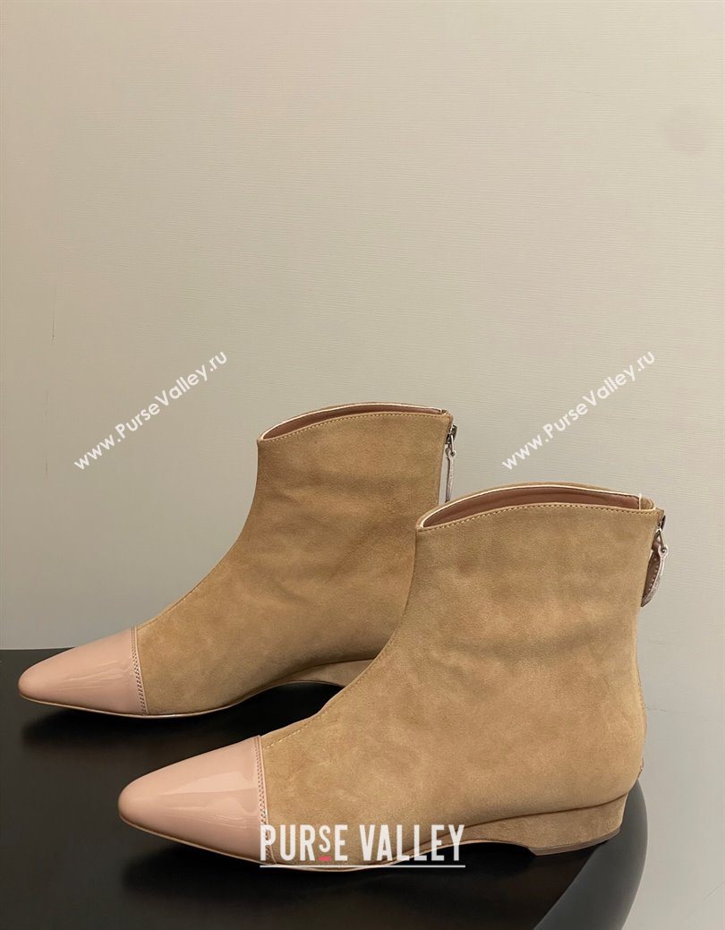 Alaia Suede and Patent Leather Ankle Boots Beige 2025 AL102902 (MD-251029110)