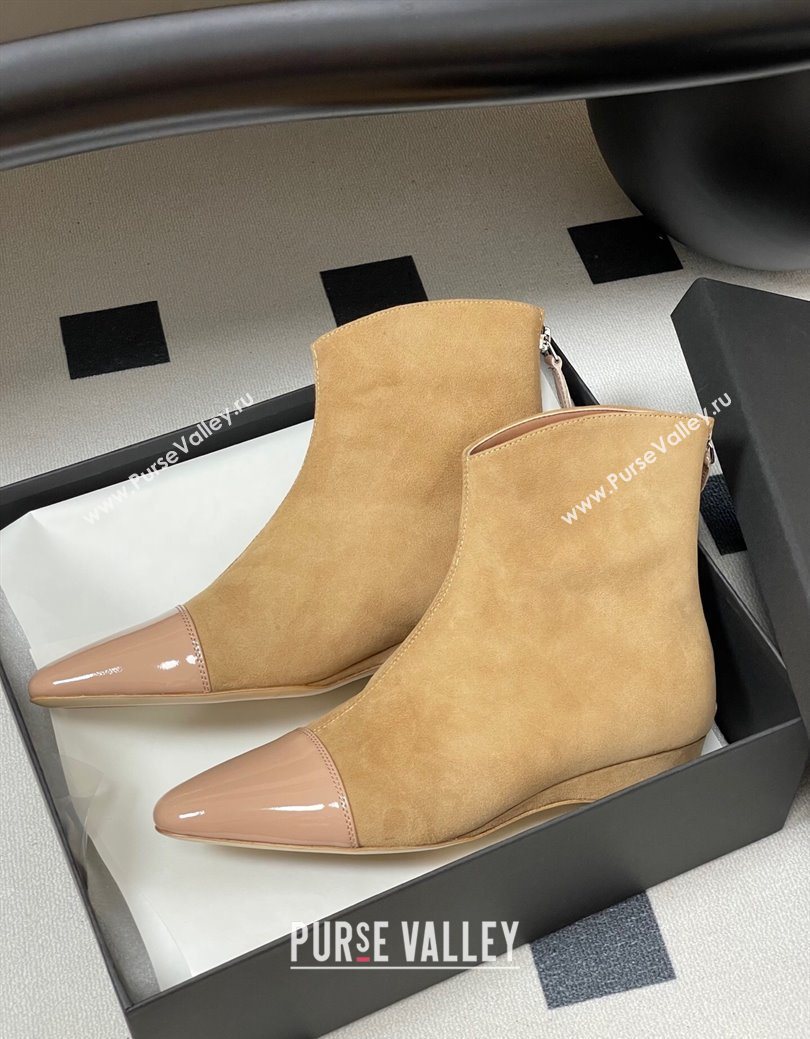 Alaia Suede and Patent Leather Ankle Boots Beige 2025 AL102902 (MD-251029110)
