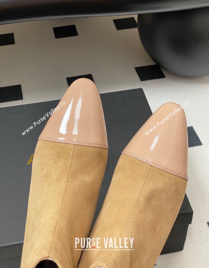Alaia Suede and Patent Leather Ankle Boots Beige 2025 AL102902 (MD-251029110)