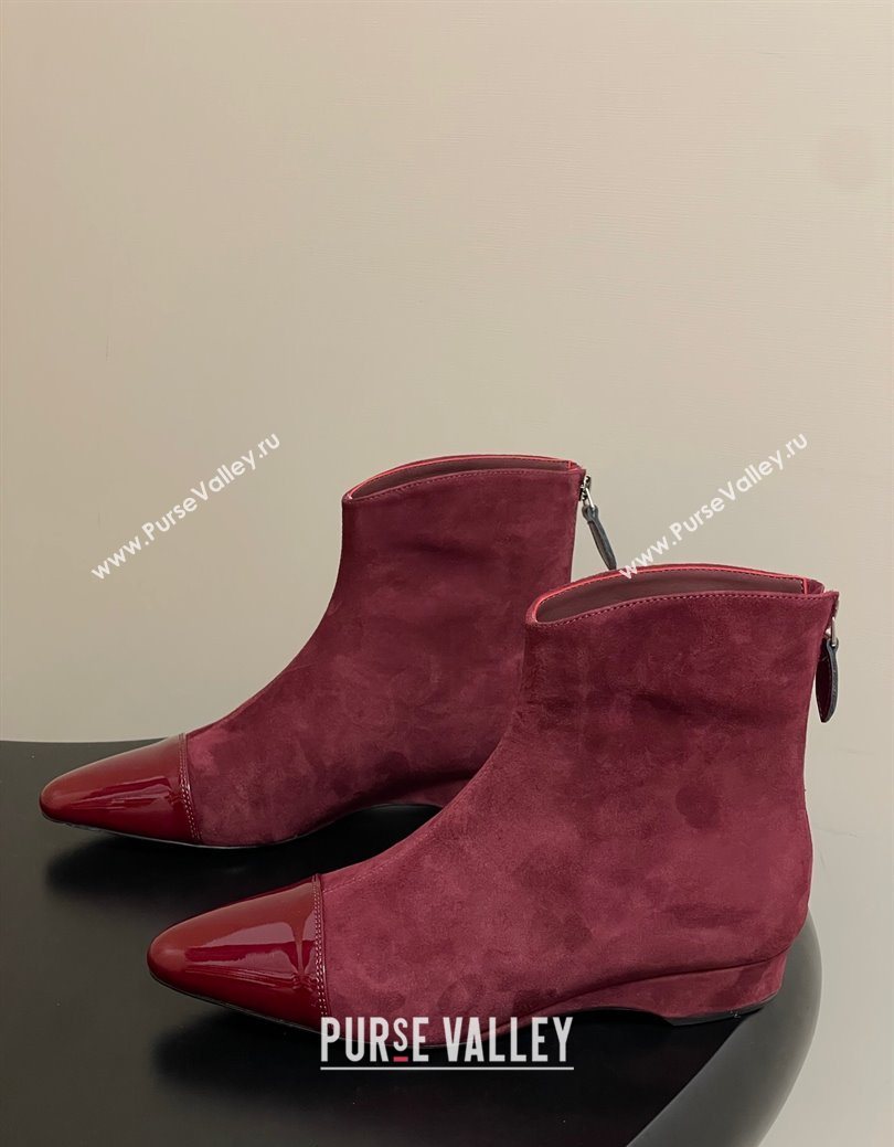 Alaia Suede and Patent Leather Ankle Boots Burgundy 2025 AL102902 (MD-251029111)