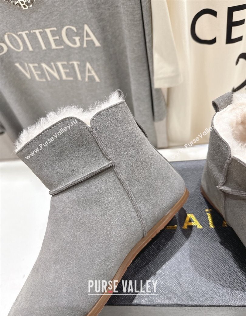 Alaia Suede and Wool Flat Ankle Boots Grey 2025 AL102903 (MD-251029113)