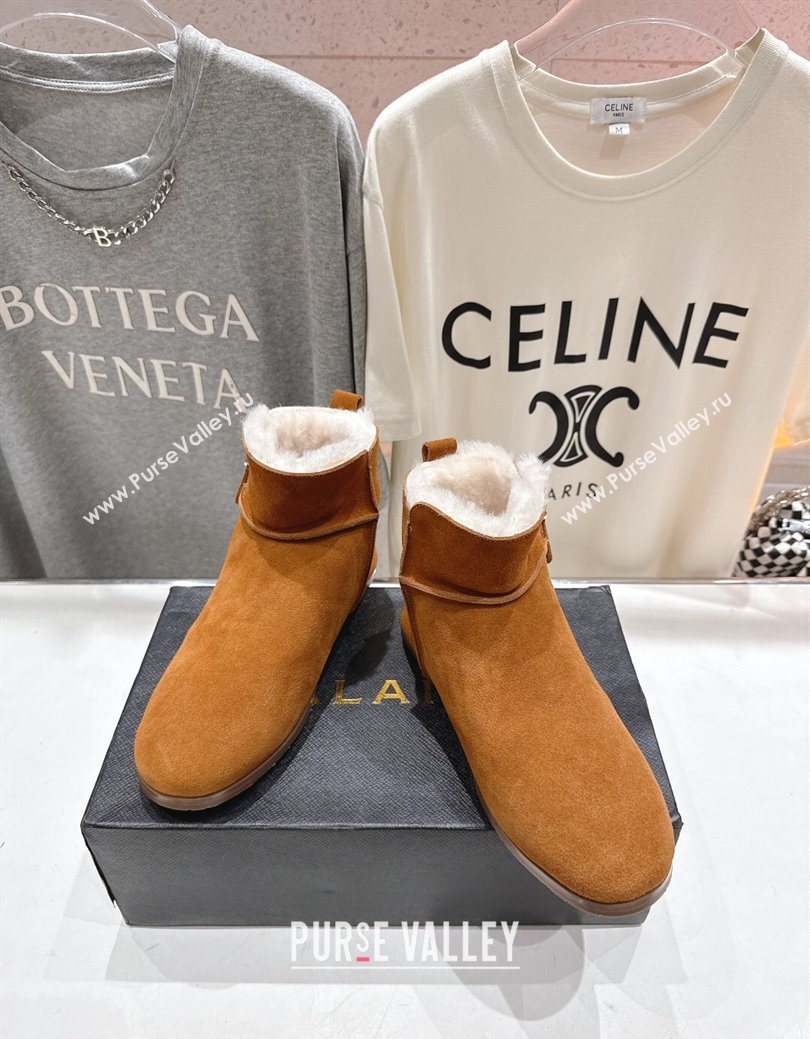 Alaia Suede and Wool Flat Ankle Boots Yellow 2025 AL102903 (MD-251029112)