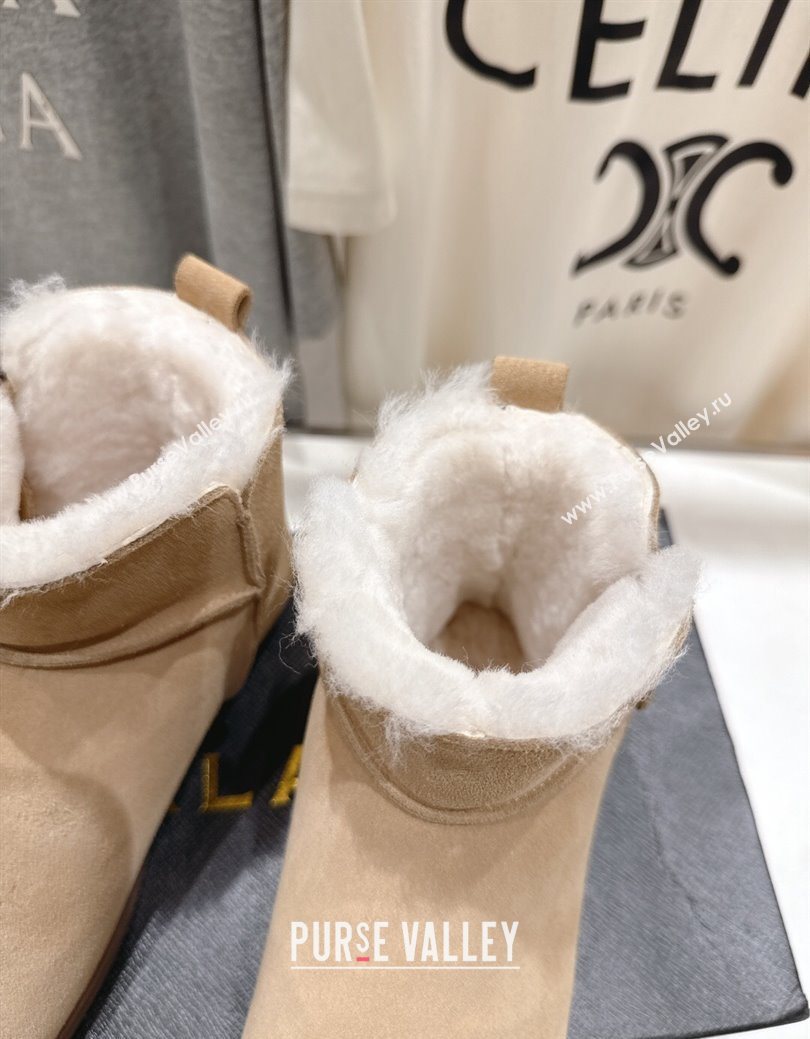 Alaia Suede and Wool Flat Ankle Boots Light Beige 2025 AL102903 (MD-251029115)