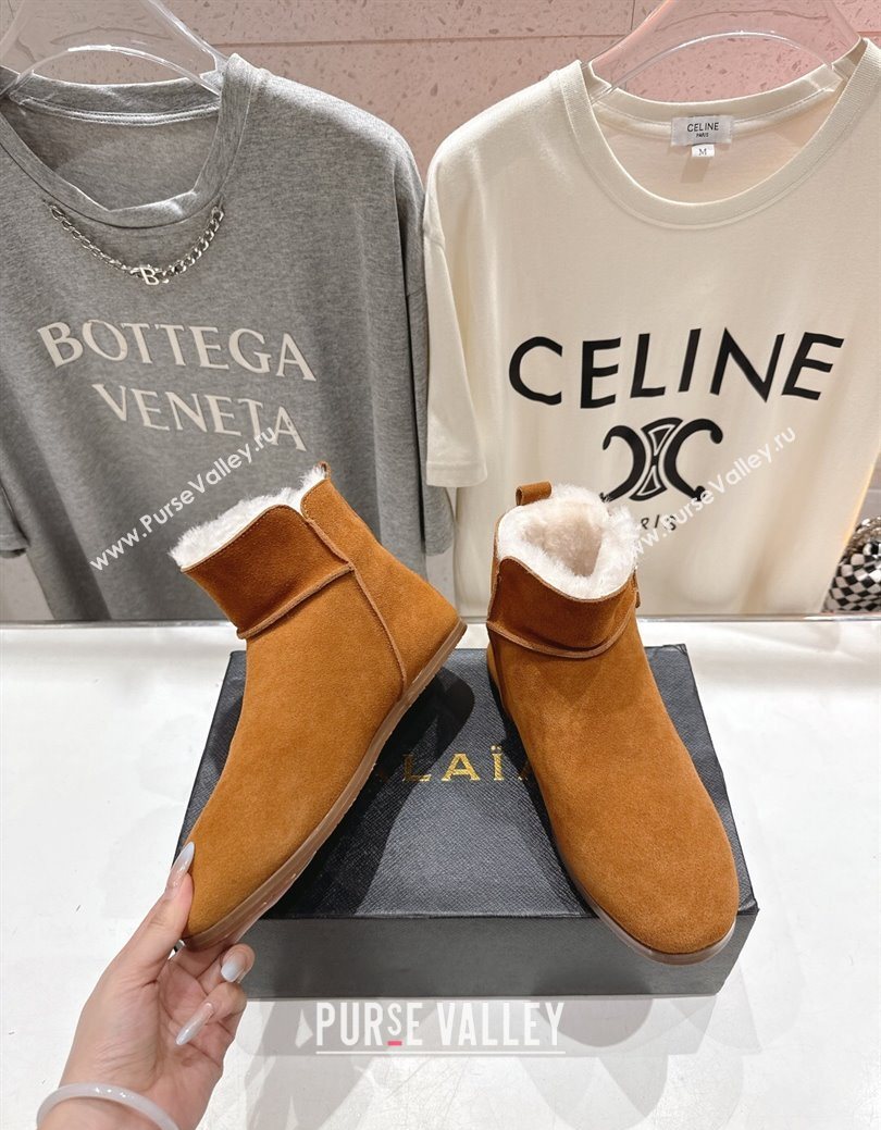 Alaia Suede and Wool Flat Ankle Boots Yellow 2025 AL102903 (MD-251029112)